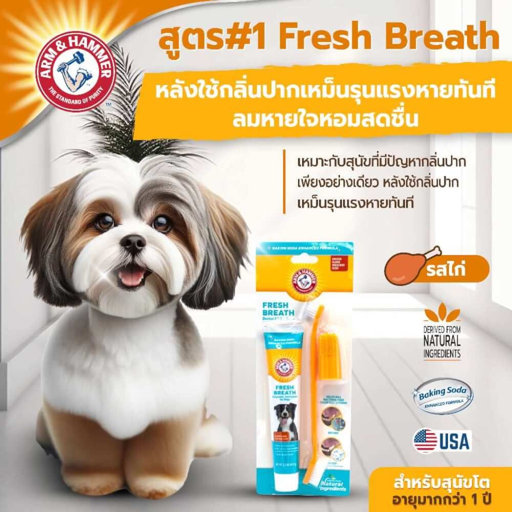 ชุดยาสีฟันสำหรับสุนัข ARM AND HAMMER FB สูตรลดกลิ่นปาก รสไก่มินต์ 2.5 OZ_8