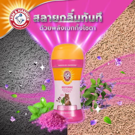 เม็ดคริสตัลดับกลิ่นทรายแมว ARM AND HAMMER สูตรลดความเครียด กลิ่นคลารี่เสจ มินต์ 425G. (2 ขวด)_6