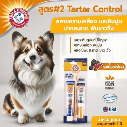 ชุดยาสีฟันสำหรับสุนัข ARM AND HAMMER TTC รสเนื้อ + รสชาร์โคล 67.5 G_8