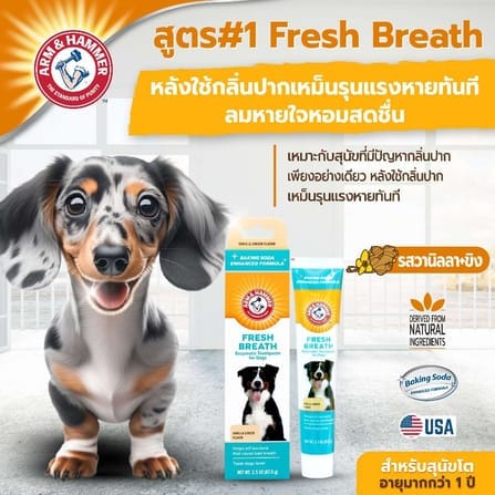 ยาสีฟันสำหรับสุนัข ARM AND HAMMER FB สูตรลดกลิ่นปาก รสวานิลาขิงมินต์ ขนาด 67.5G. (ไม่มีแปรง)_9