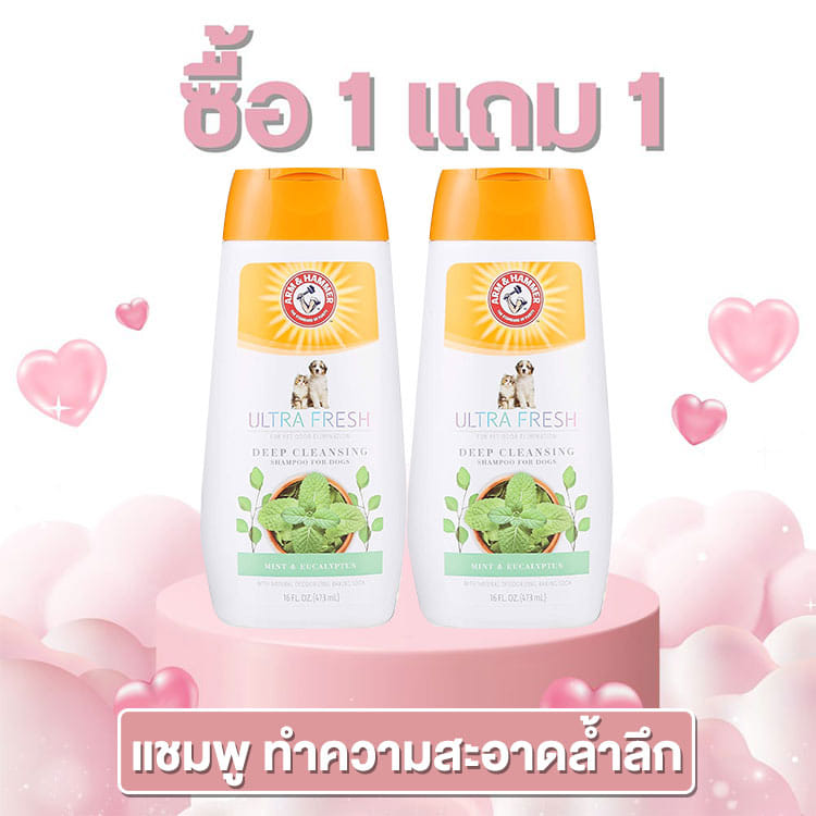 แชมพูสำหรับสุนัข ARM AND HAMMER ULTRA FRESH 2 IN 1 DETANGLING สูตรผสมครีมนวด กลิ่นชาโคล & โรสเเมรี่ 473 มล.