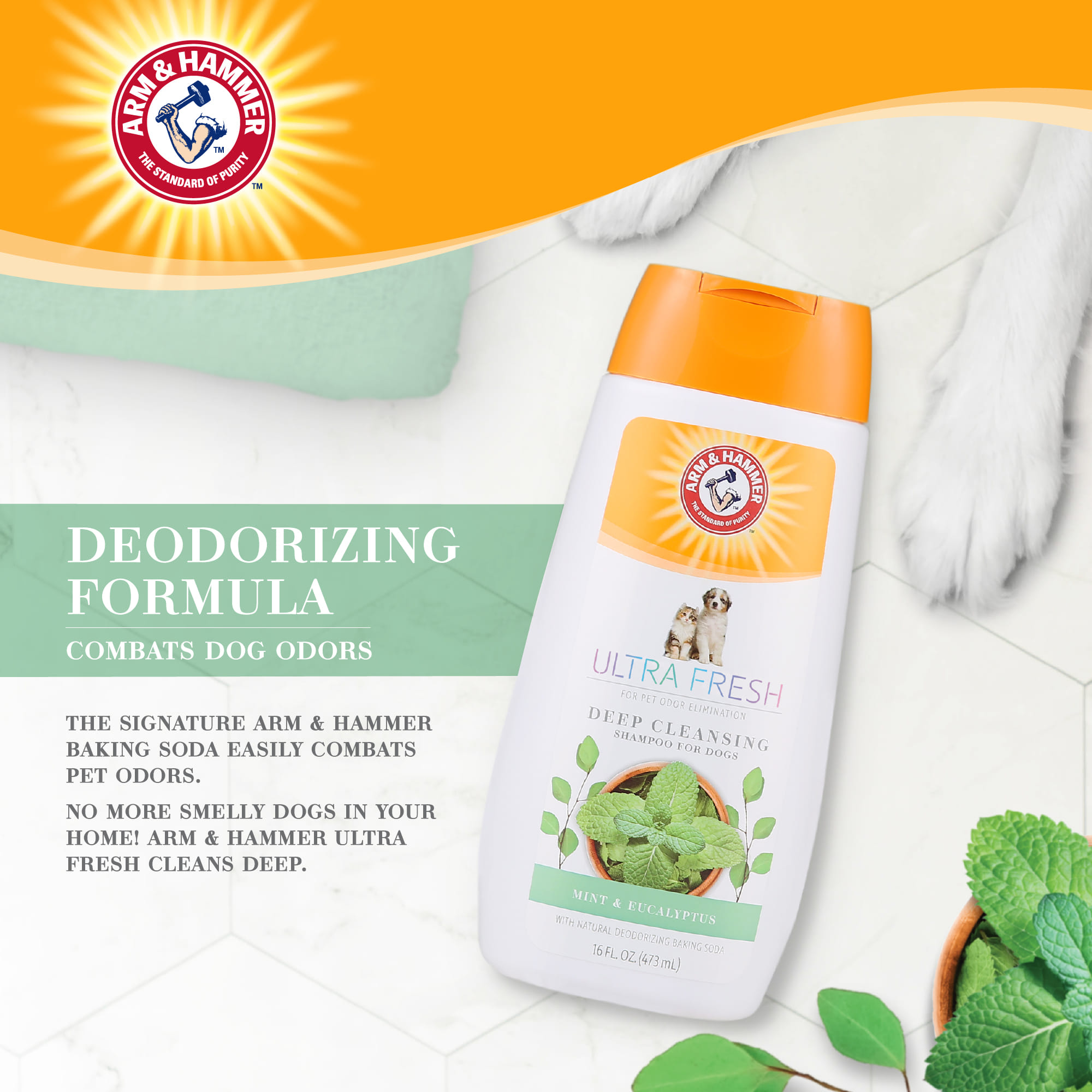 แชมพูสำหรับสุนัข ARM AND HAMMER ULTRA FRESH 2 IN 1 DETANGLING สูตรผสมครีมนวด กลิ่นชาโคล & โรสเเมรี่ 473 มล._3