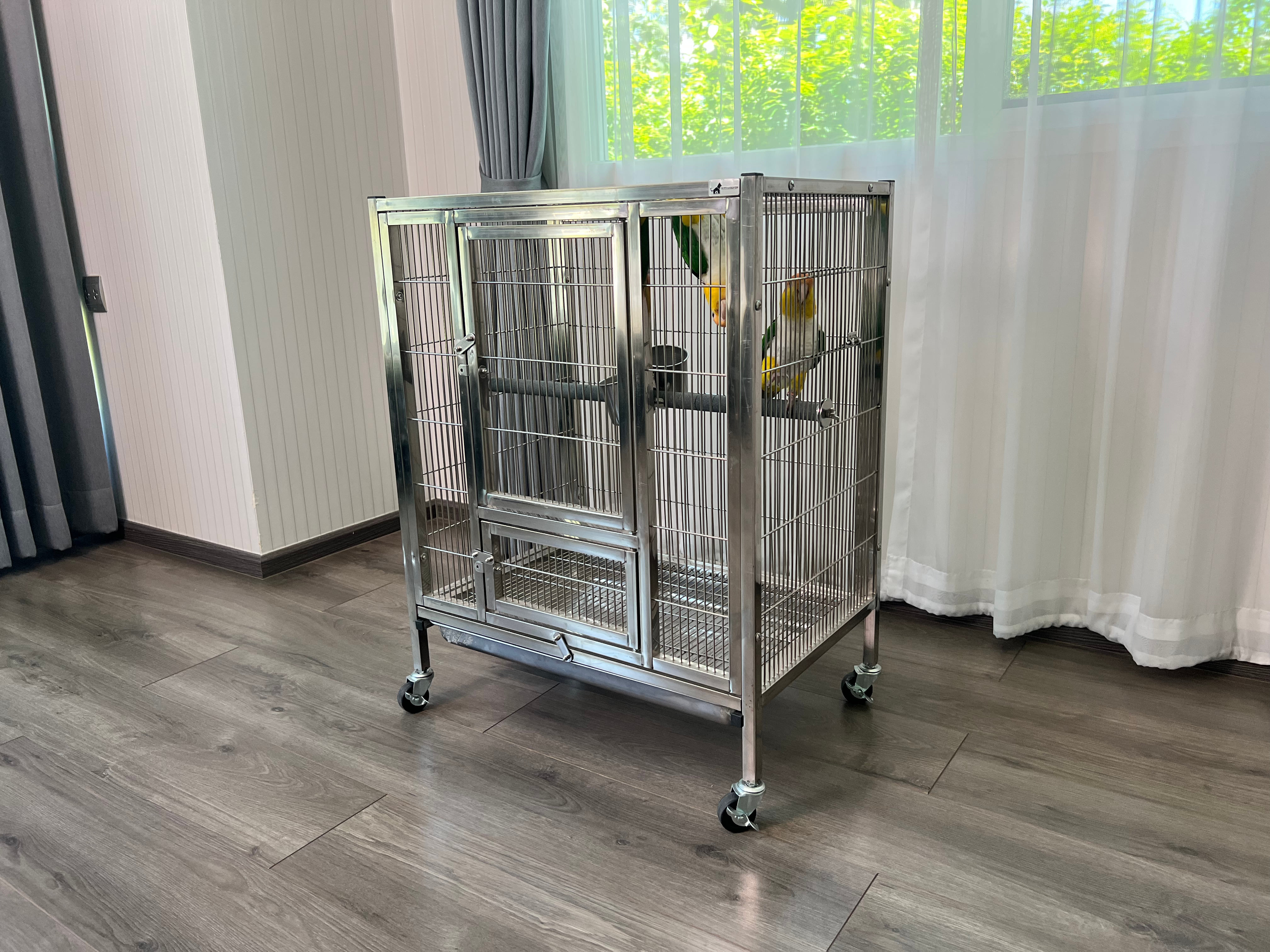กรงนกสแตนเลสท่อตัน PAWRADISE รุ่น BUDDY SIZE S 64X52X75 ซม._4