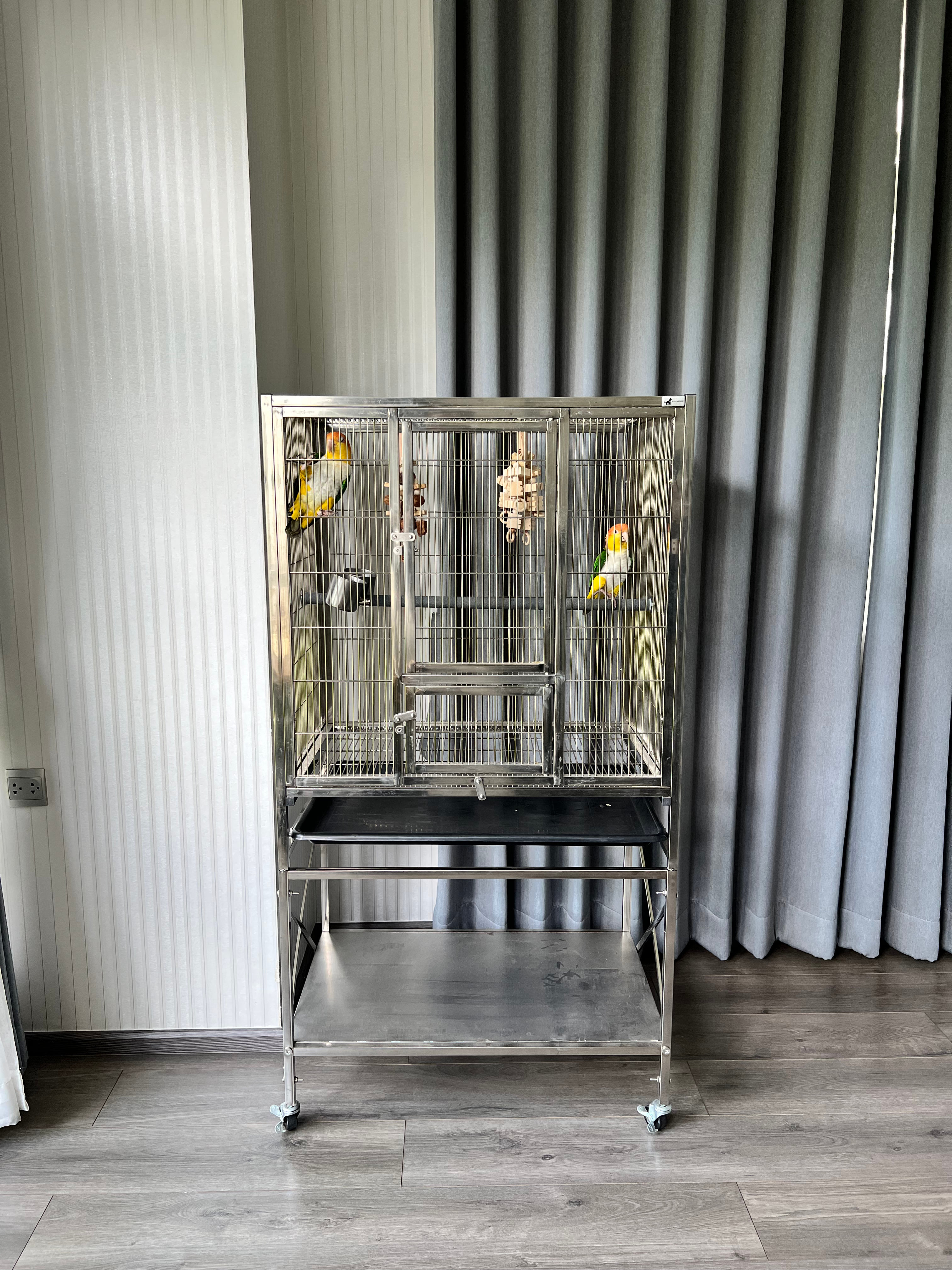 กรงนกสแตนเลสท่อตัน PAWRADISE รุ่น BUDDY SIZE M 78X52X90 ซม._5