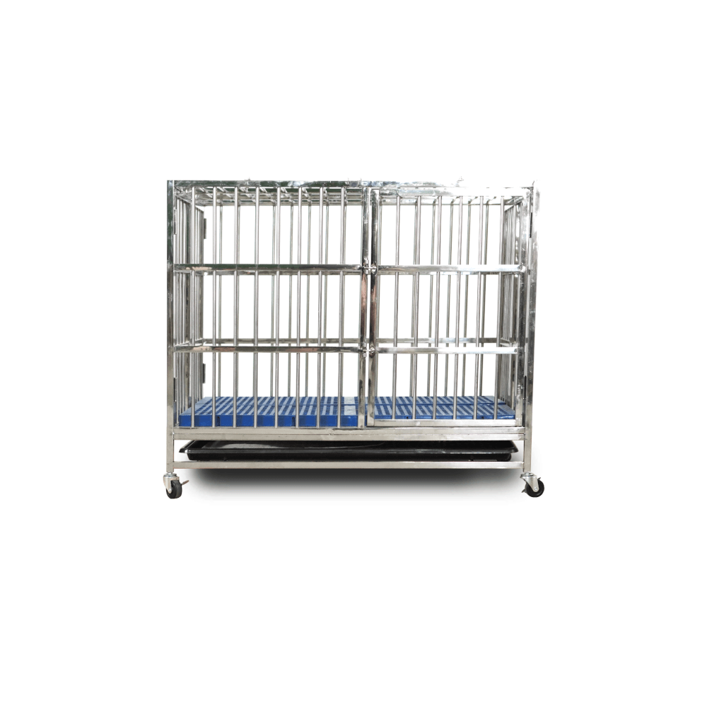 กรงสุนัขสแตนเลส 304 Pawradise รุ่นท่อกลม Size M ขนาด : 95 x 64 x 82 cm.