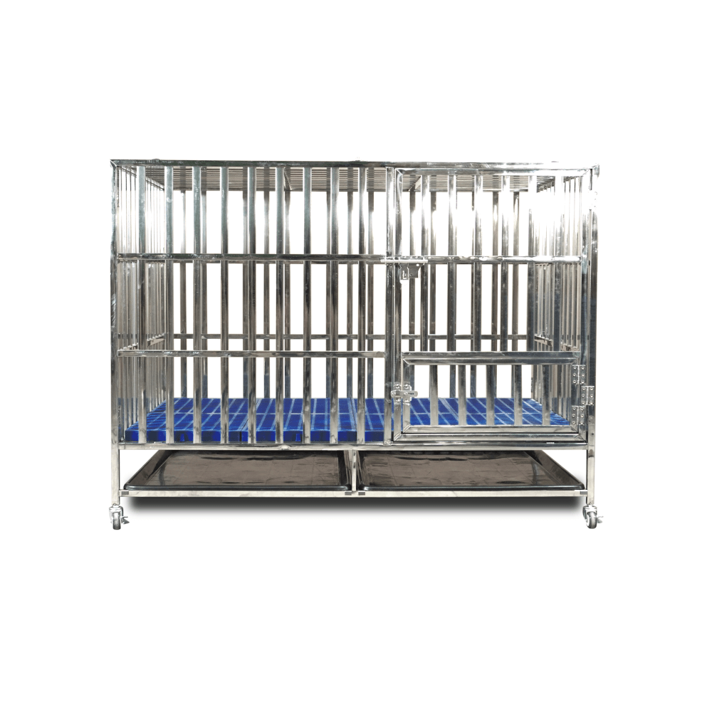 กรงสุนัขสแตนเลส 202 Pawradise รุ่นท่อเหลี่ยม(พับได้) Size XL Plus ขนาด : 125 x 94 x 106 cm.