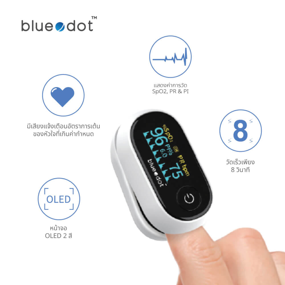 เครื่องวัดออกซิเจนในเลือดปลายนิ้ว BLUEDOT B-PO251