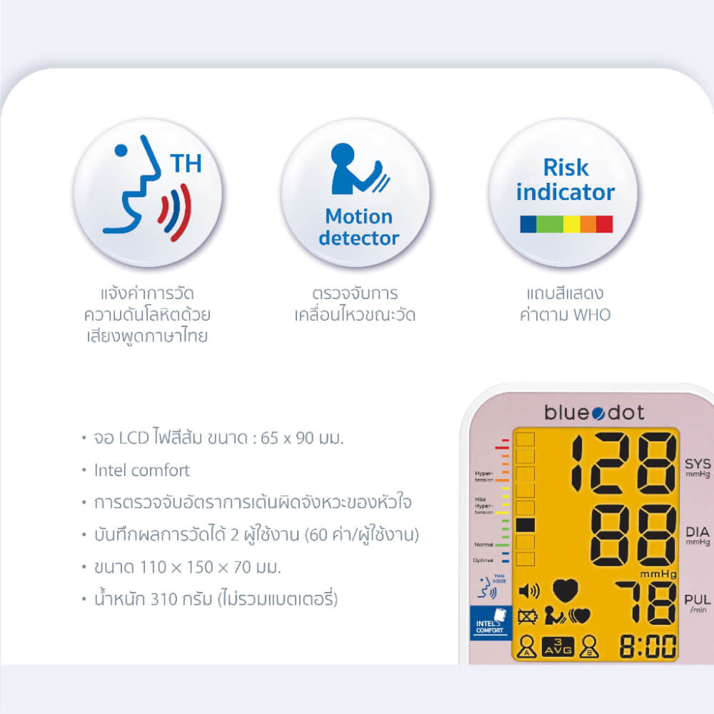 เครื่องวัดความดันโลหิต BLUEDOT B-BM01