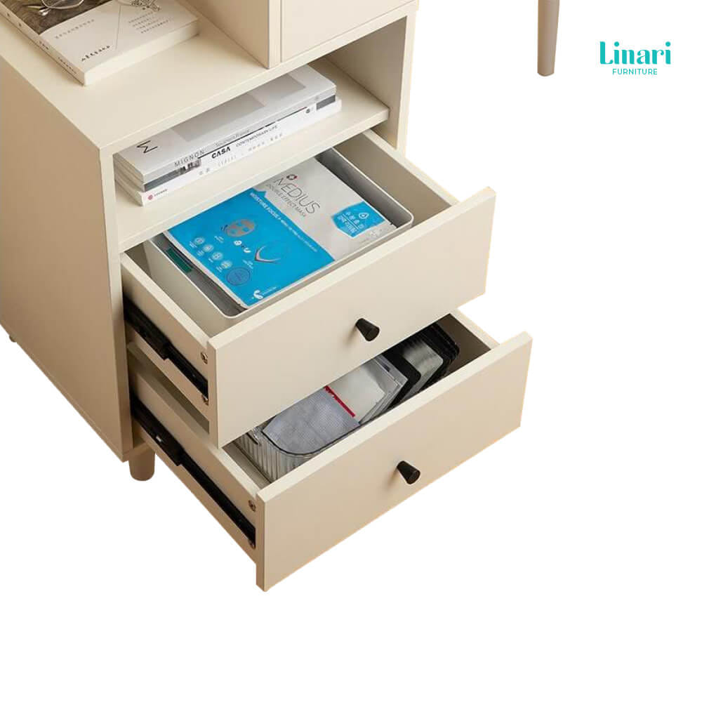 ชุดโต๊ะเครื่องแป้งพร้อมเก้าอี้ โต๊ะแต่งหน้าพร้อมกระจกบานเลื่อน  Linari รุ่น MI1C-A