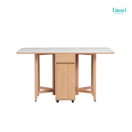  โต๊ะทานข้าว โต๊ะอาหารอเนกประสงค์ พร้อมเก้าอี้ สามารถพับได้ LINALI.รุ่น OU2R-A Brown_5