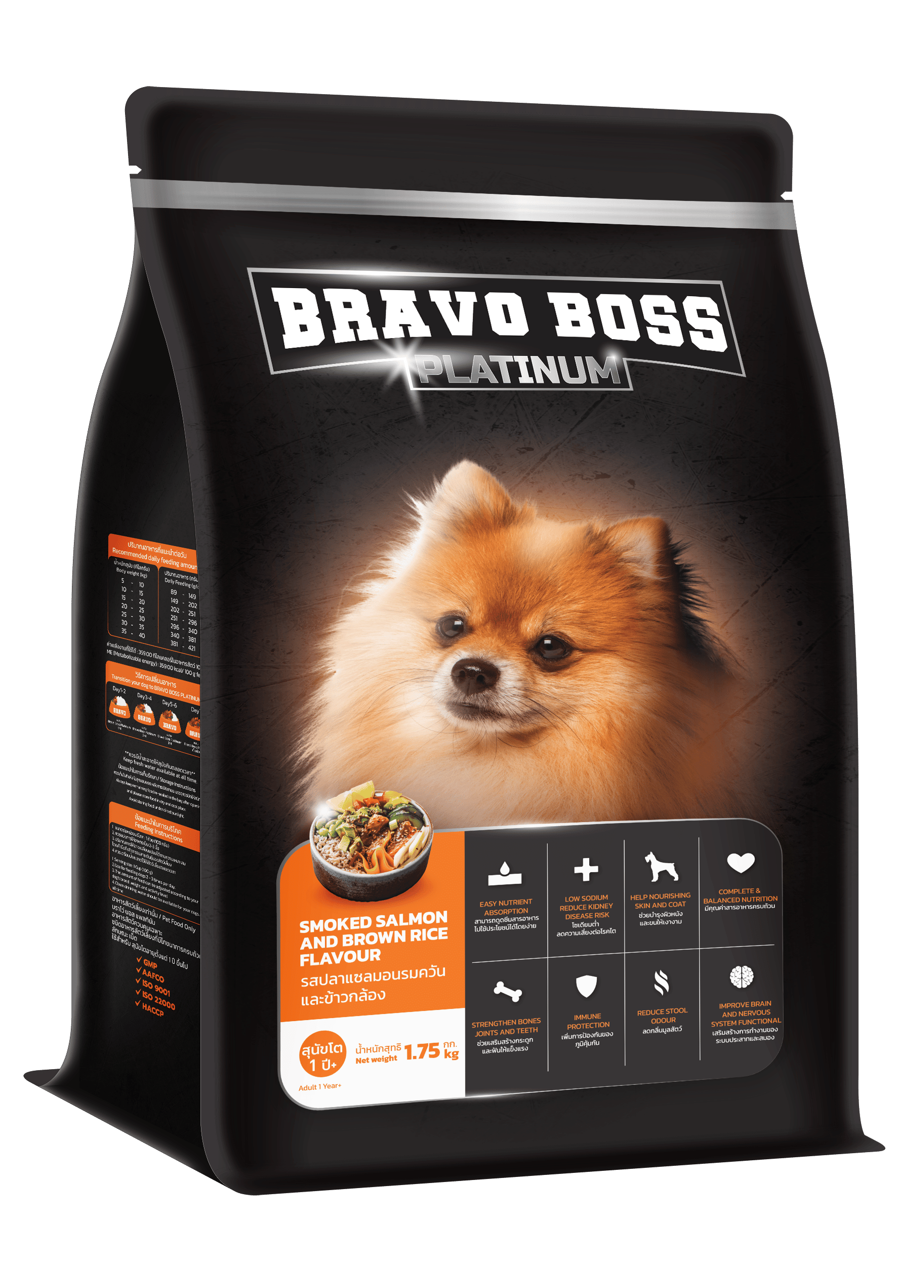 อาหารสุนัข BRAVO BOSS PLATINUM รสปลาแซลมอนรมควันและข้าวกล้อง 1.75 กก. (x6)_0