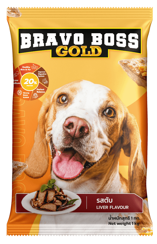 อาหารสุนัข BRAVO BOSS GOLD รสตับ 1 กก.