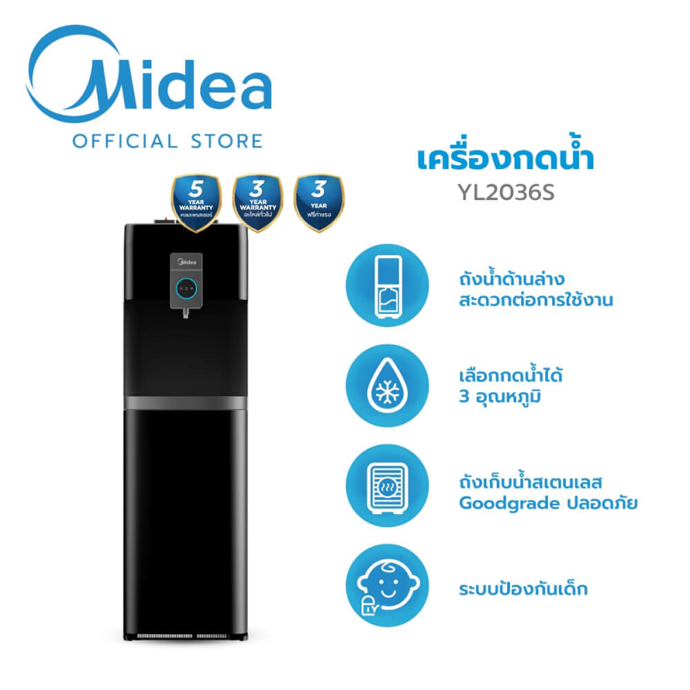 ตู้กดน้ำดื่ม ร้อน-เย็น MIDEA รุ่น YL2036S ( ระบบก๊อกเดียว 3 อุณหภูมิ )_1