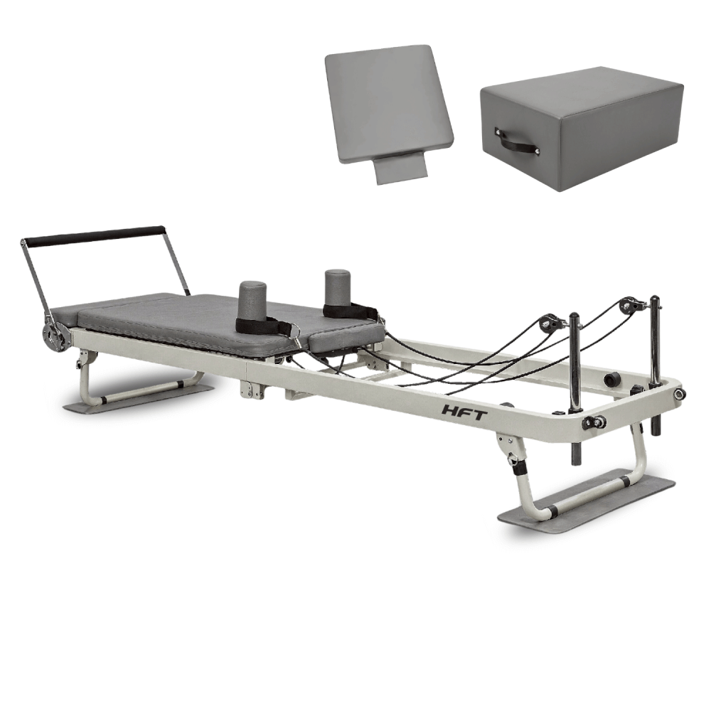 PILATES REFORMER HOMEFITTOOLS พับได้ พร้อมอุปกรณ์เสริม รุ่น PRIME สีเทา