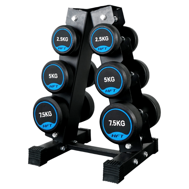 ชุดดัมเบลยางกลม 3 คู่ พร้อมขาตั้ง HOMEFITTOOLS R301 SET-2_0