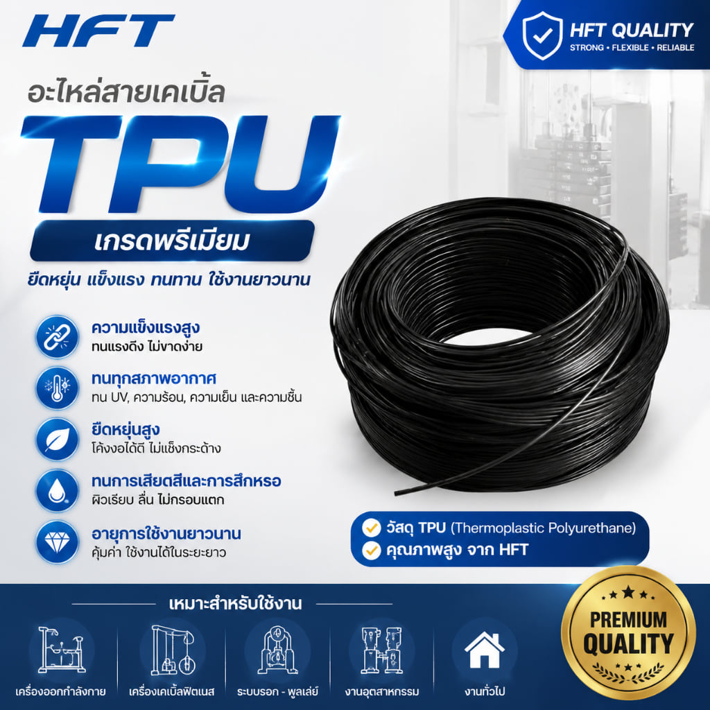 สายเคเบิลเครื่องออกกำลังกาย HOMEFITTOOLS วัสดุ TPU 6 มม._2