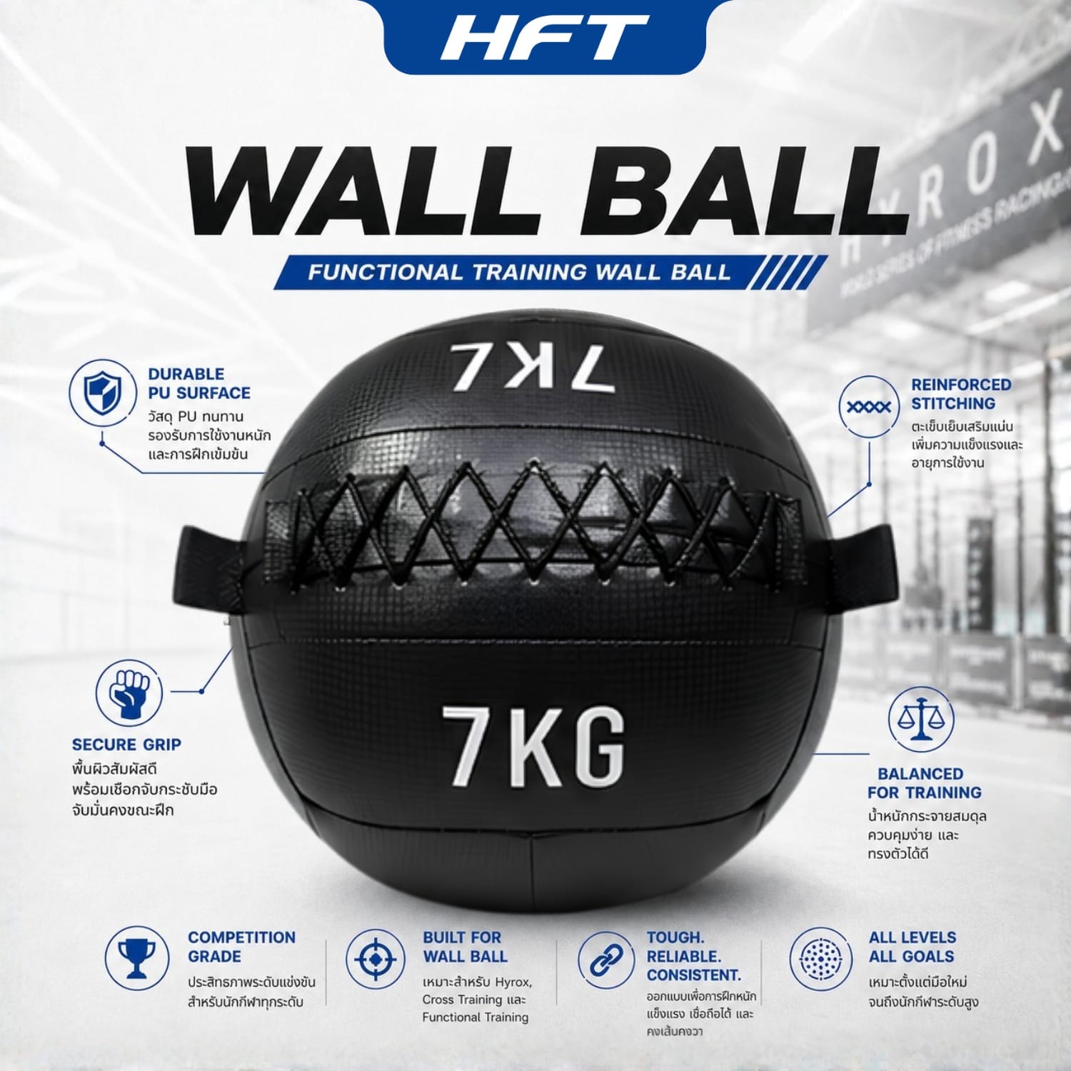 ลูกบอลน้ำหนัก WALL BALL HOMEFITTOOLS 7 KG_3