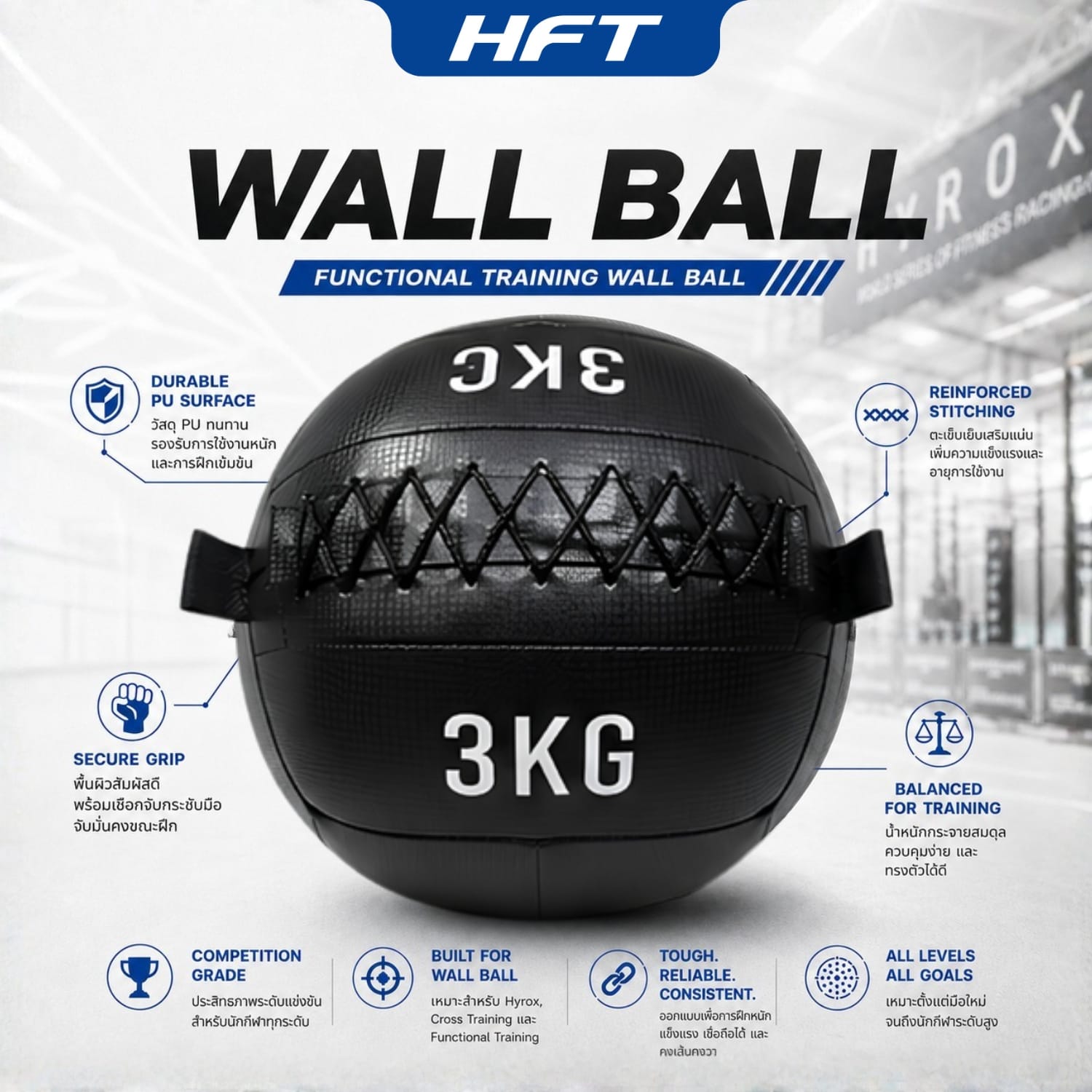 ลูกบอลน้ำหนัก WALL BALL HOMEFITTOOLS 3 KG_3