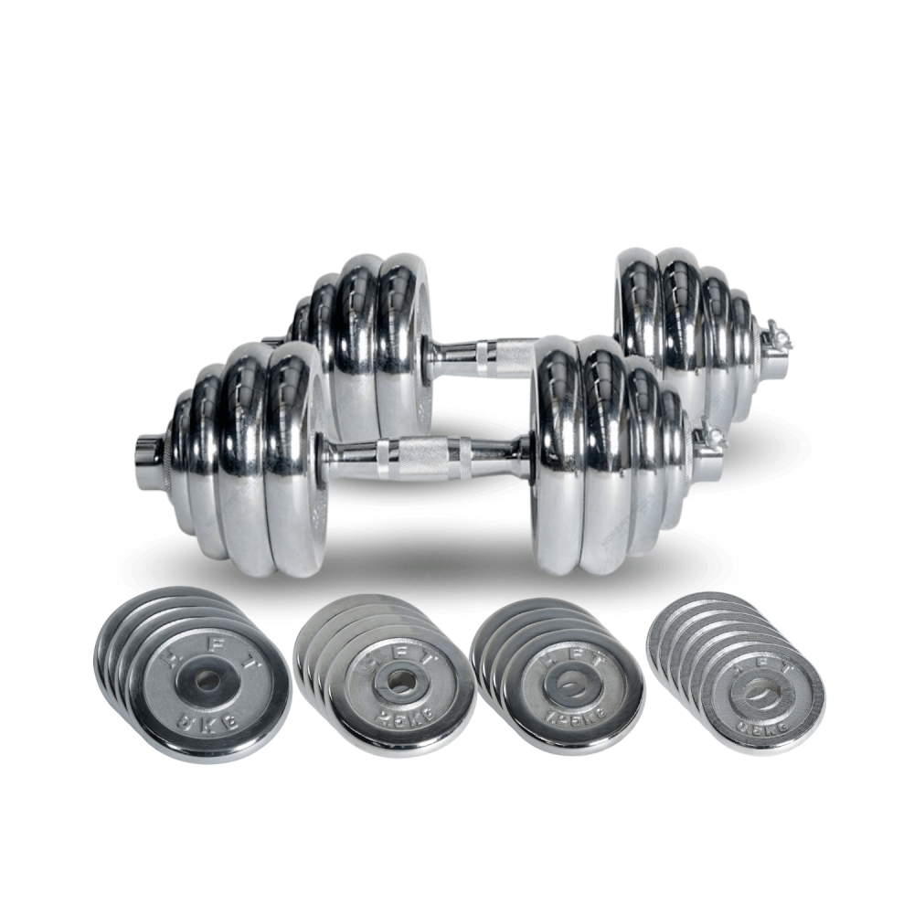 ดัมเบลโครเมี่ยม ปรับน้ำหนัก HOMEFITTOOLS 50 KG สีเงิน_0