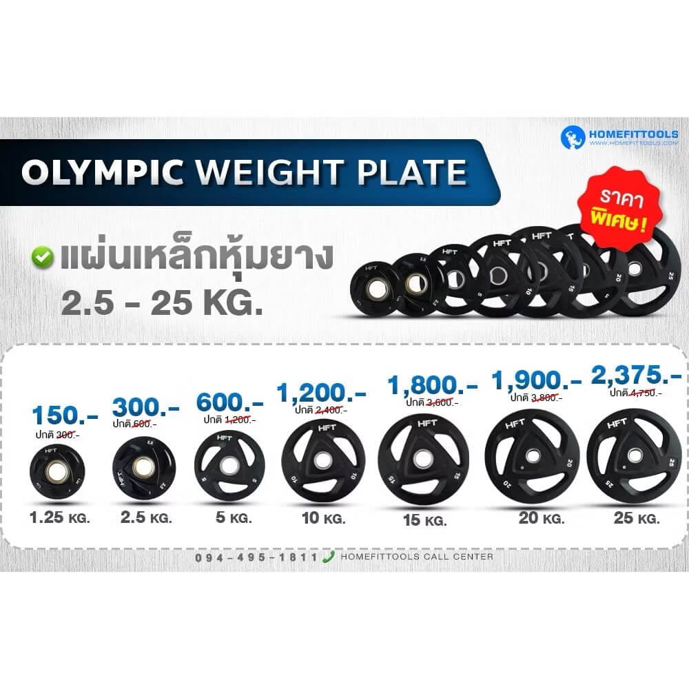 แผ่นยกน้ำหนักบาร์เบล HOMEFITTOOLS 2.5 KG 1 แผ่น_2