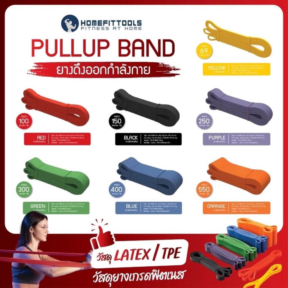 ยางยืดออกกำลังกาย HOMEFITTOOLS PULLUP 65-175 ปอนด์ สีน้ำเงิน TPE