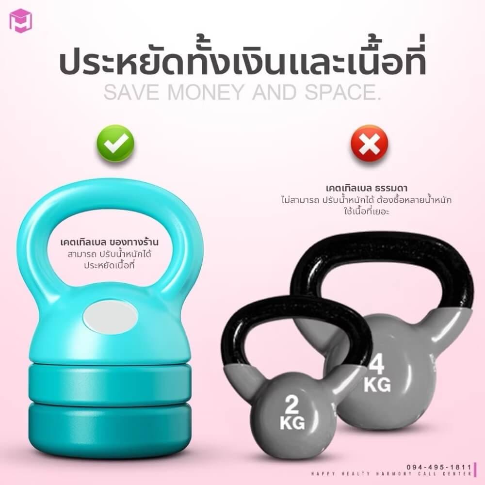 ดัมเบลลูกตุ้มปรับน้ำหนัก HOMEFITTOOLS ปรับได้ 4 ระดับ สีชมพู