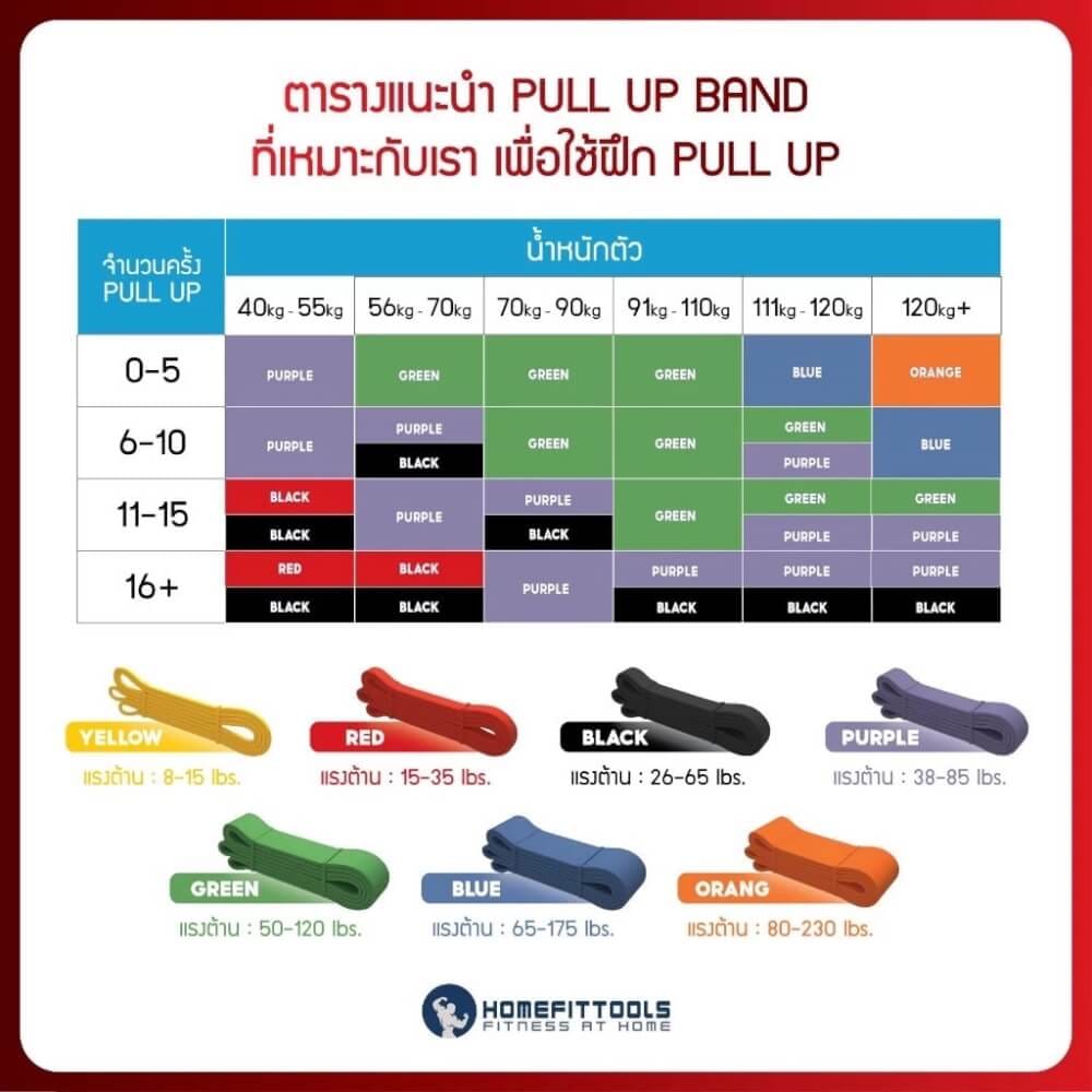 ยางยืดออกกำลังกาย HOMEFITTOOLS PULLUP 65-175 ปอนด์ สีน้ำเงิน TPE
