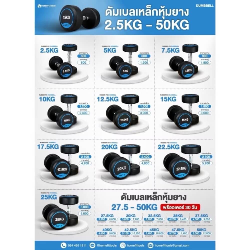 เซ็ตดัมเบล HFT แบบ 6 คู่ + แร็ควาง 3 ชั้น RUBBER FIX DUMBBELL RACK R603_5