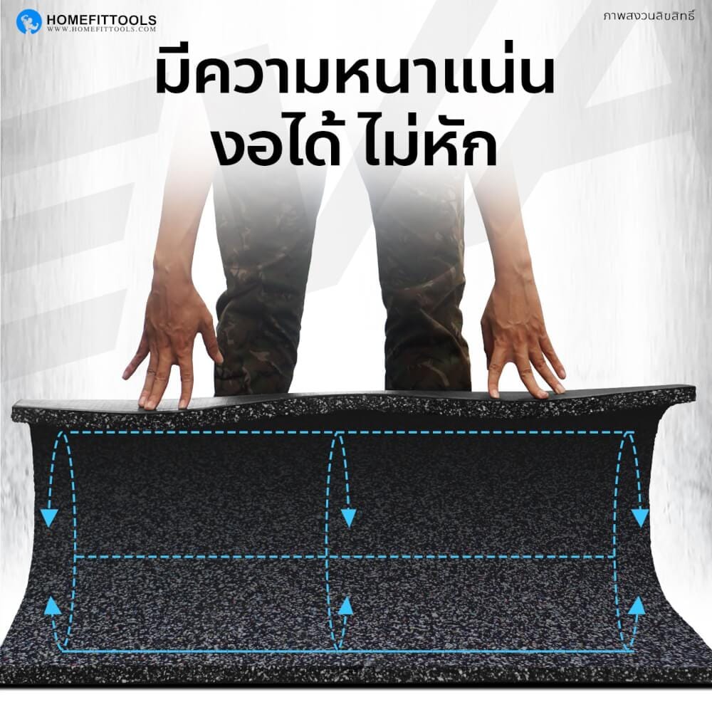 แผ่นยางปูพื้นฟิตเนส 1X1ม. หนา 25MM HOMEFITOOLS รุ่น P1 (1 แผ่น)