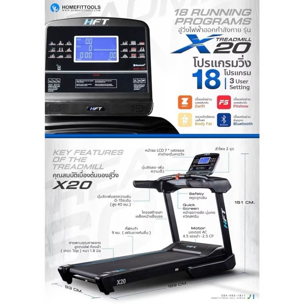 ลู่วิ่งไฟฟ้า HOMEFITTOOLS รุ่น X20 4.5 แรงม้า_7