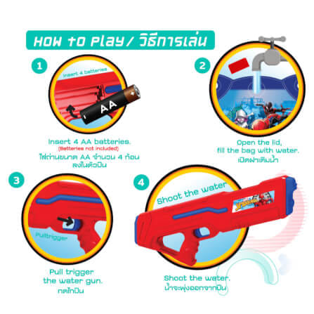 ปืนฉีดน้ำไฟฟ้า แบบถุงเป้ DISNEY MARVEL ลาย SPIDEMAN สีน้ำเงิน_4