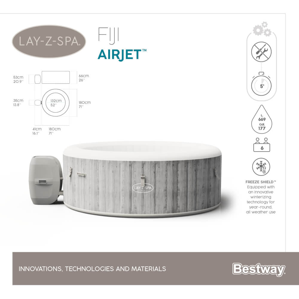 สปาเป่าลม Lay-Z-Spa&reg; Bestway Fiji AirJet ขนาด 1.80m x 1.80m x 66cm