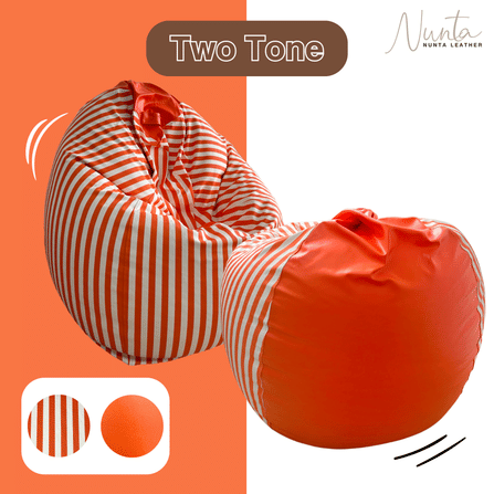 บีนแบค ทรงหยดน้ำ Nunta Leather รุ่น Sunkissed Size: M 70x70cm สีแดง-ขาว_1