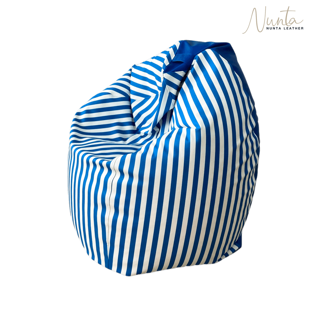 บีนแบค ทรงหยดน้ำ Nunta Leather รุ่น Sunkissed Size: L 90x90cm สีน้ำเงิน-ขาว
