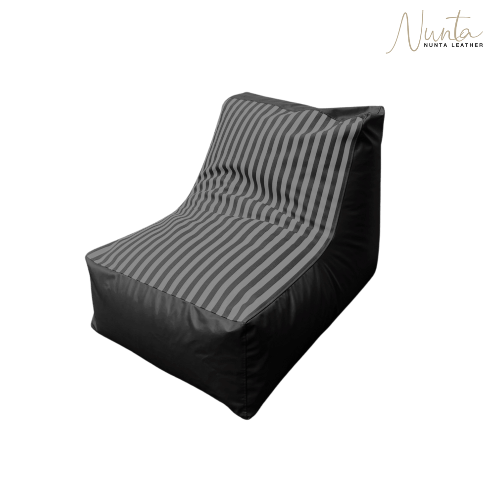 บีนแบค ทรงมาม่าฮิปโป Nunta Leather รุ่น Sunkissed Size: Mama 70x100x75cm สีดำ-เทา