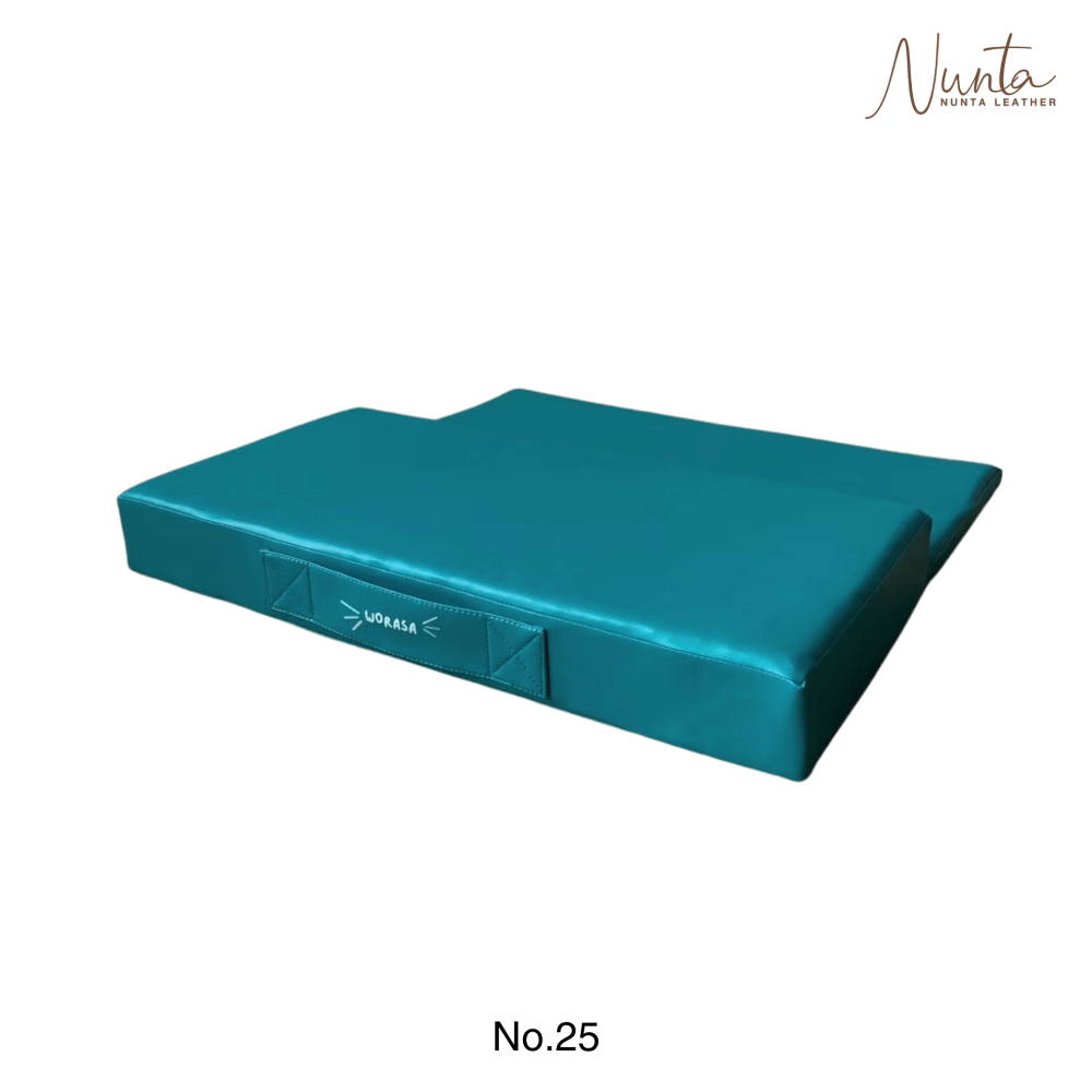 เบาะรองนั่ง พับได้ NUNTA LEATHER RISE FLODABLE SEAT 60X60X10CM สีเทอร์ควอยซ์_2