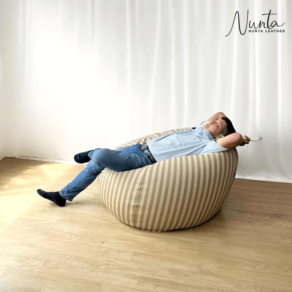 บีนแบค ทรงหยดน้ำ Nunta Leather รุ่น Sunkissed Size: XL 110x110cm สีกาแฟ-กาแฟอ่อน