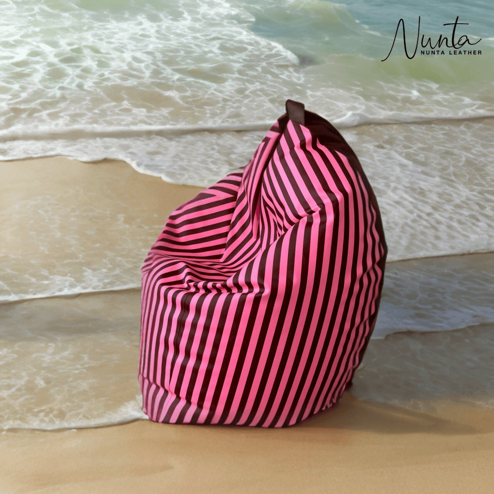 บีนแบค ทรงหยดน้ำ Nunta Leather รุ่น Sunkissed Size: M 70x70cm สีชมพู-น้ำตาล