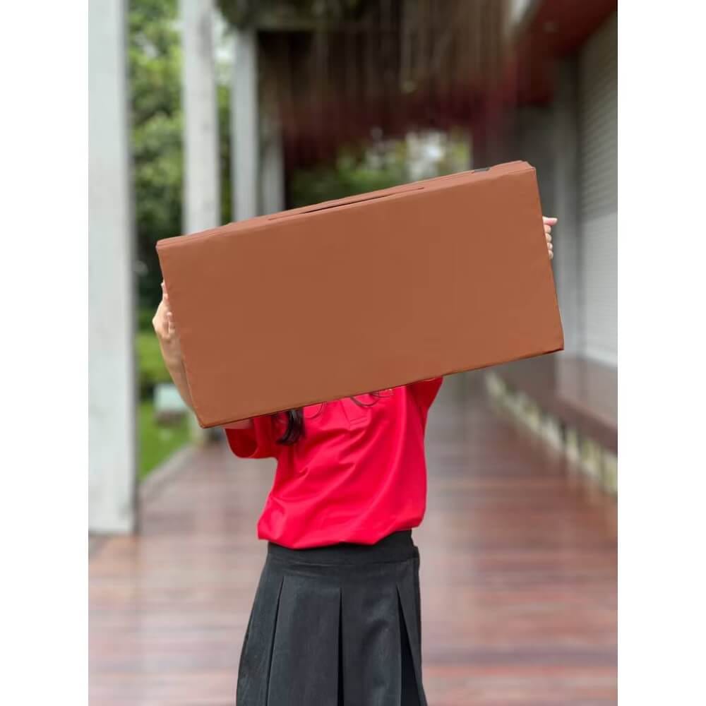 เบาะรองนั่ง พับได้ พิมพ์ชื่อได้ NUNTA LEATHER RISE FOLDABLE SEAT 60X60X10CM สีชมพูเข้ม_4
