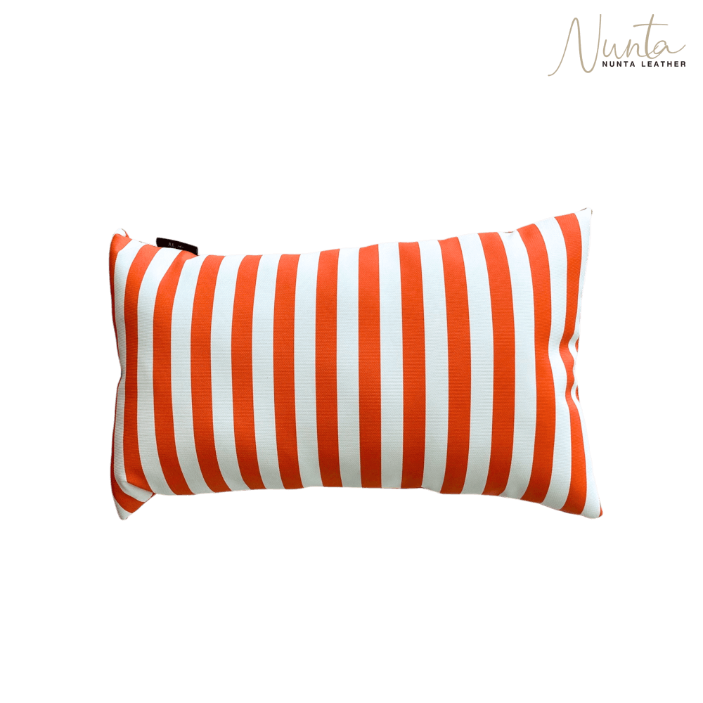 หมอนพิง Nunta Leather รุ่น Sunkissed Size: 18x10 นิ้ว สีส้ม-ขาว