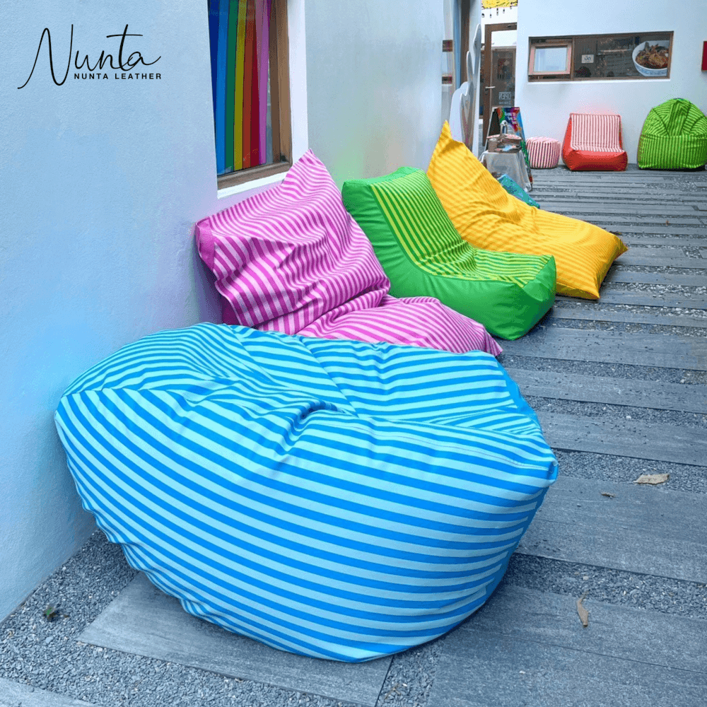 บีนแบค ทรงหยดน้ำ Nunta Leather รุ่น Sunkissed Size: M 70x70cm สีดำ-เทา
