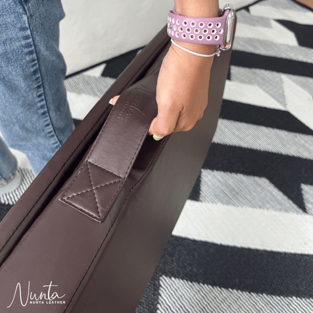 เบาะรองนั่ง พับได้ NUNTA LEATHER RISE FLODABLE SEAT 60X60X10CM สีน้ำตาล_9