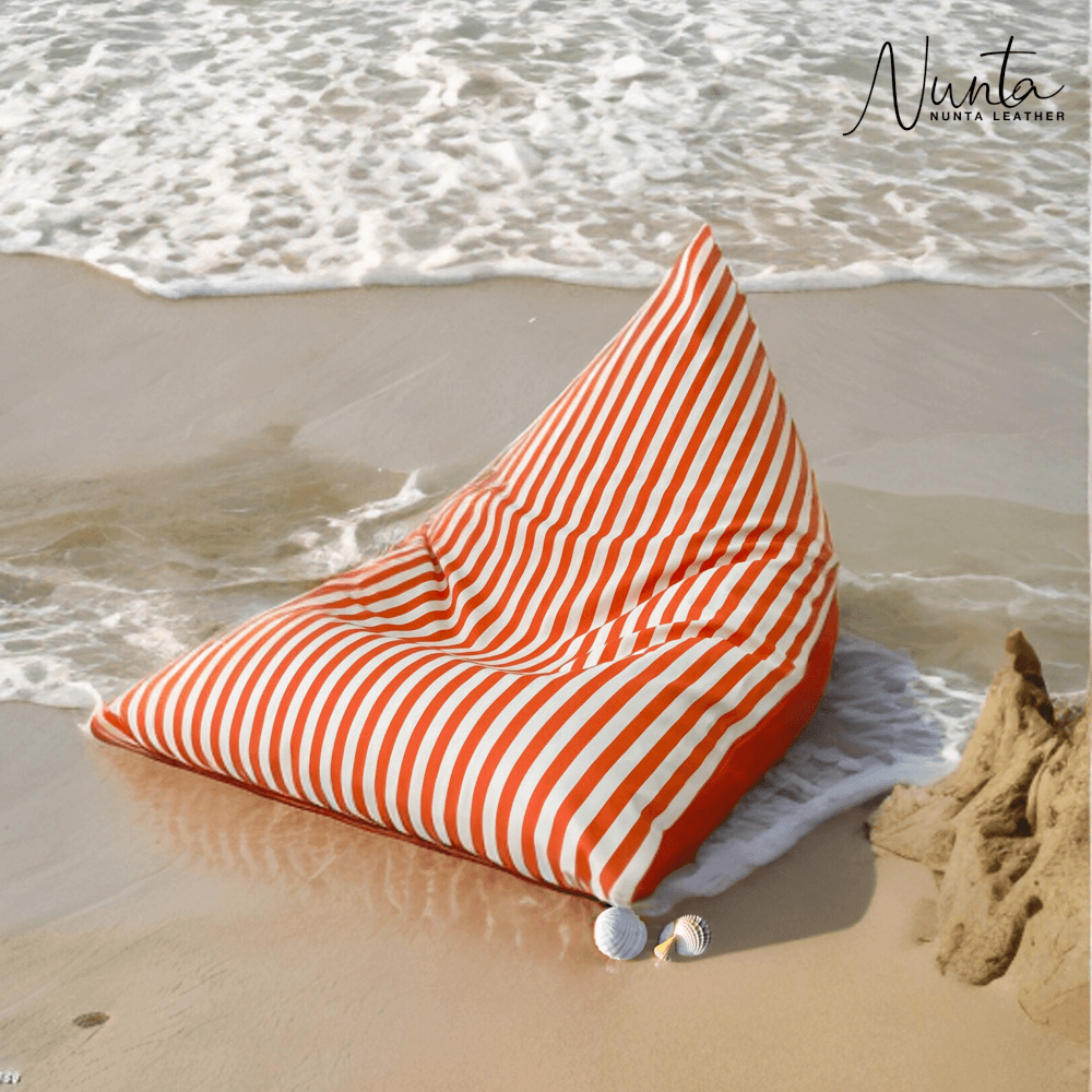 บีนแบค ทรงชีส Nunta Leather รุ่น Sunkissed Size: L 95x135x95cm สีส้ม-ขาว