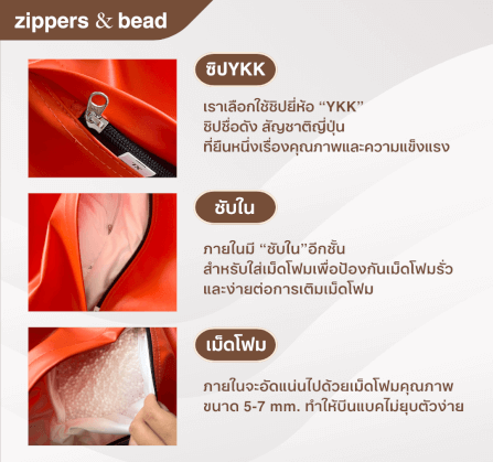 บีนแบค ทรงหยดน้ำ Nunta Leather รุ่น Sunkissed Size: XL 110x110cm สีดำ-เทา_7