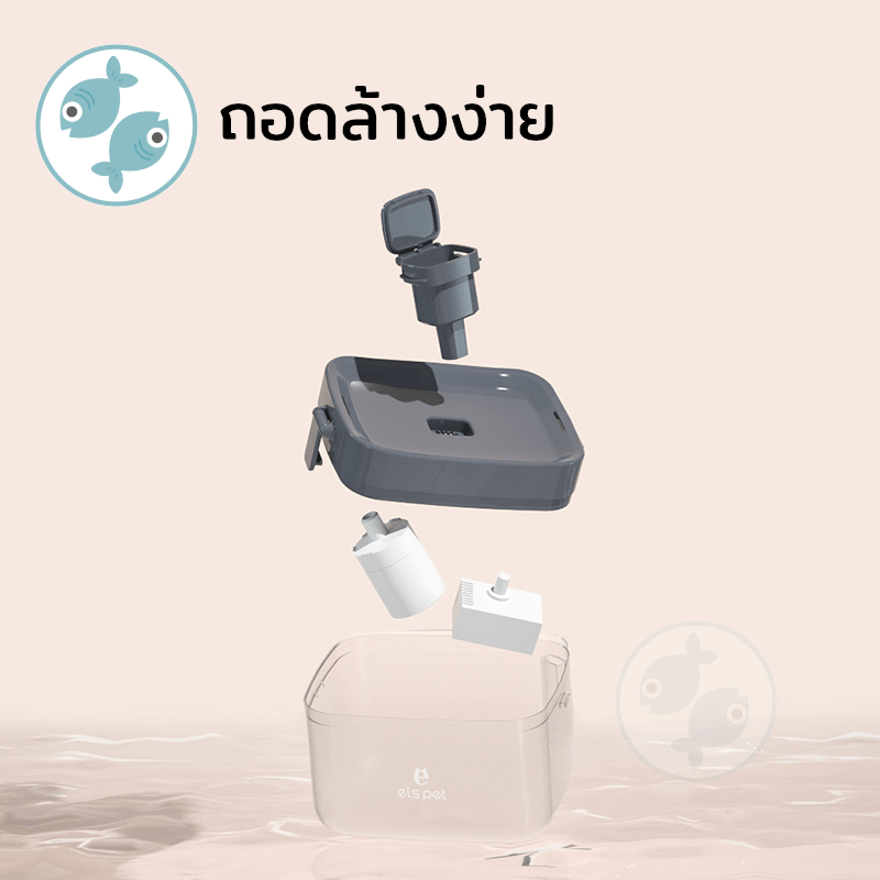 น้ำพุสัตว์เลี้ยง ELSPET 1.5 ลิตร (เครื่อง+สายUSB)_2