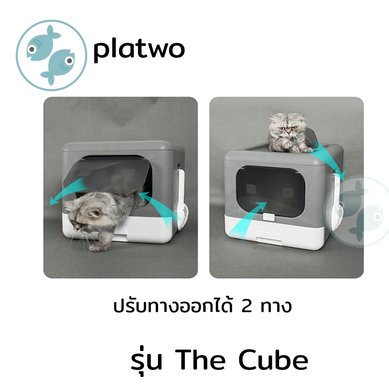 ห้องน้ำแมว Platwo รุ่น The Cube ดีไซน์มินิมอล สีชมพู_3