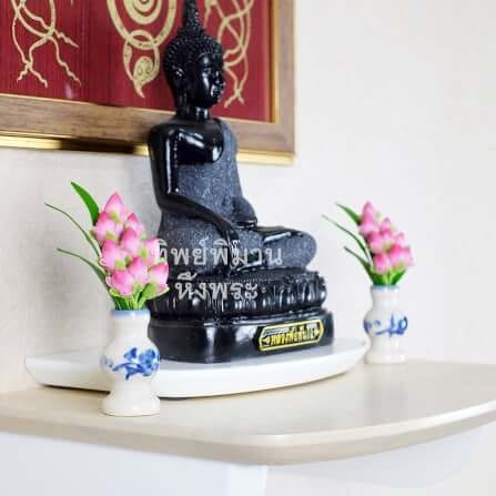 แจกันดอกบัวพับ 9ดอก สีชมพู Tippimaan ชุดแจเซรามิก ดอกบัวดินญี่ปุ่น 1คู่_5