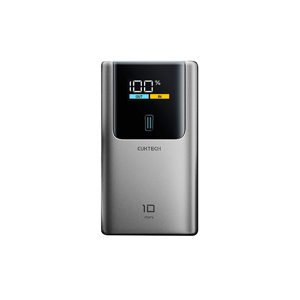 แบตเตอรี่สำรอง CUKTECH PB1055 10000MAH สีเทา พกพาง่ายมีสายคล้อง มาตรฐาน CCC จ่ายไฟรวมกันได้สูงถึง 55W_0