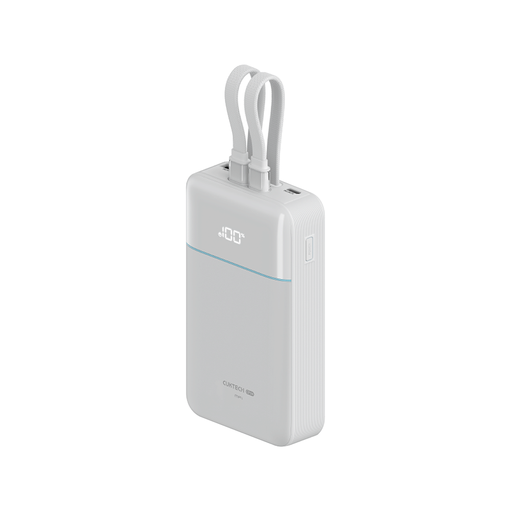 แบตสำรอง CUKTECH LPB200NL สีขาว 20000 MAH มาตรฐาน CCC ชาร์จเร็วพร้อมสาย USB-C 40W และ USB-A 22.5W_0