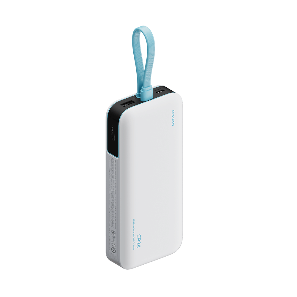 แบตสำรอง CUKTECH LPB200N สีขาว มาตรฐาน CCC ชาร์จเร็ว 20000 MAH USB-C 40W และ USB-A 33W